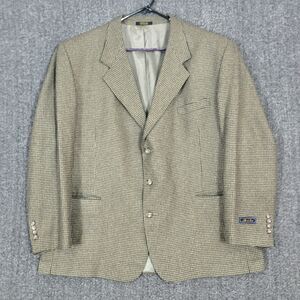 Hardwick Clothes Blazer Mens 48R Brown Wool Silk Houndstooth Sport Coat Jacket